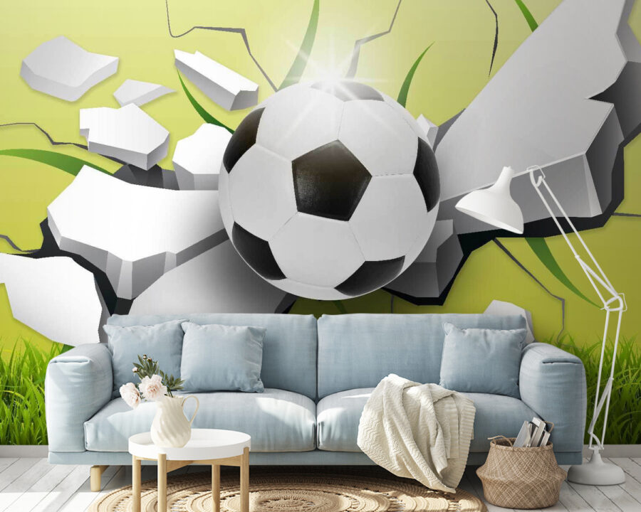 Ballon de football traversant un mur