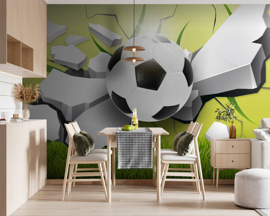 Ballon de football traversant un mur