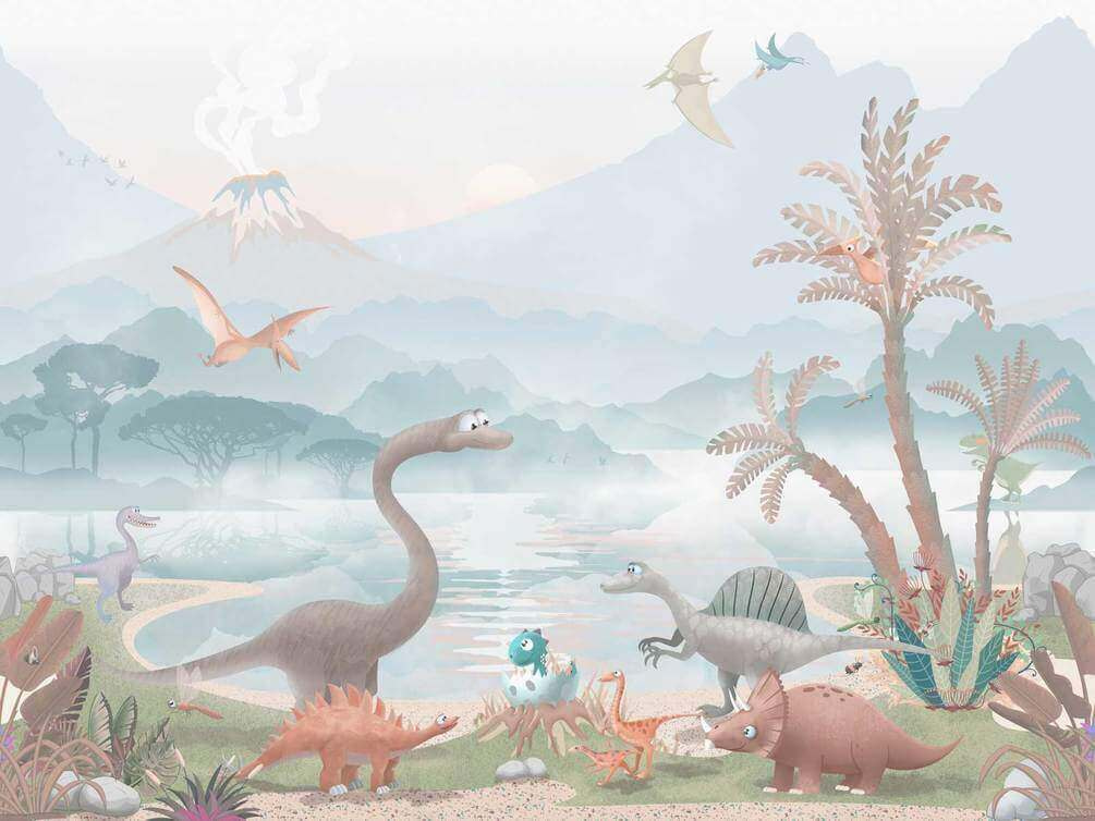 u60040v2p - Un groupe de dinosaures près d'un lac - tegory