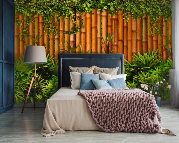 Clôture en bambou avec plantes Clôture en bambou avec plantes