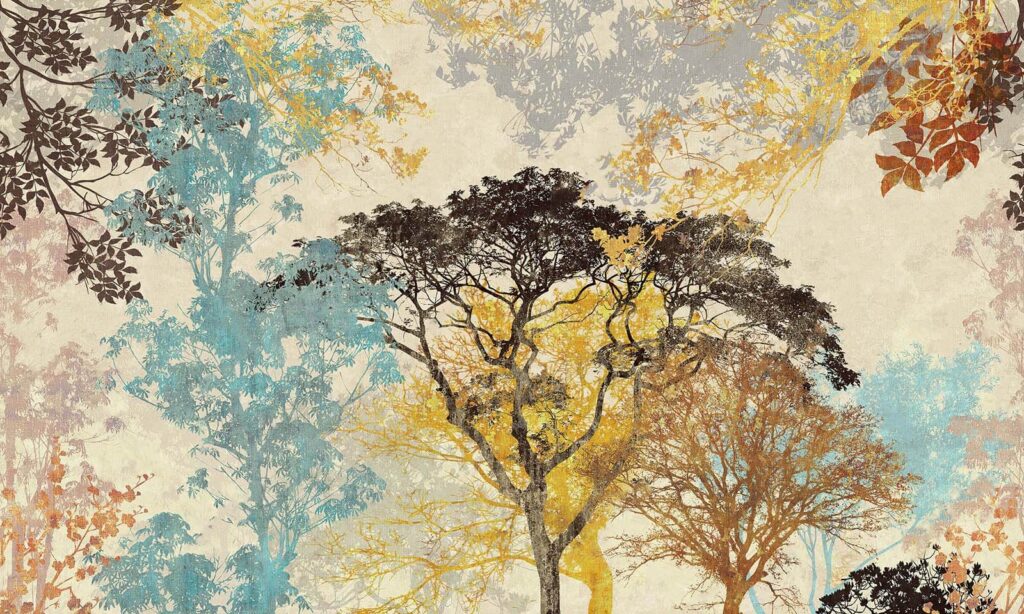 Groupe d'arbres de couleurs différentes Groupe d'arbres de couleurs différentes