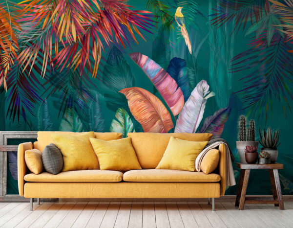 Feuilles et oiseaux tropicaux colorés Feuilles et oiseaux tropicaux colorés