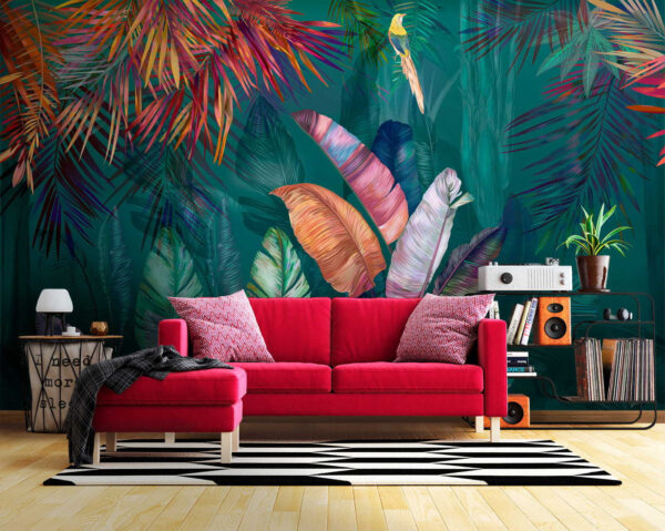 Feuilles et oiseaux tropicaux colorés Feuilles et oiseaux tropicaux colorés