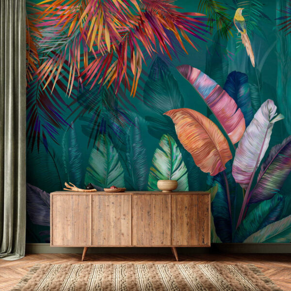 Feuilles et oiseaux tropicaux colorés Feuilles et oiseaux tropicaux colorés