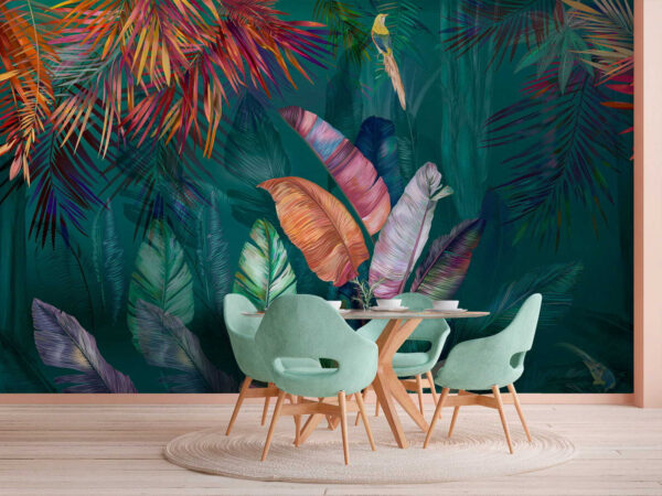 Feuilles et oiseaux tropicaux colorés Feuilles et oiseaux tropicaux colorés