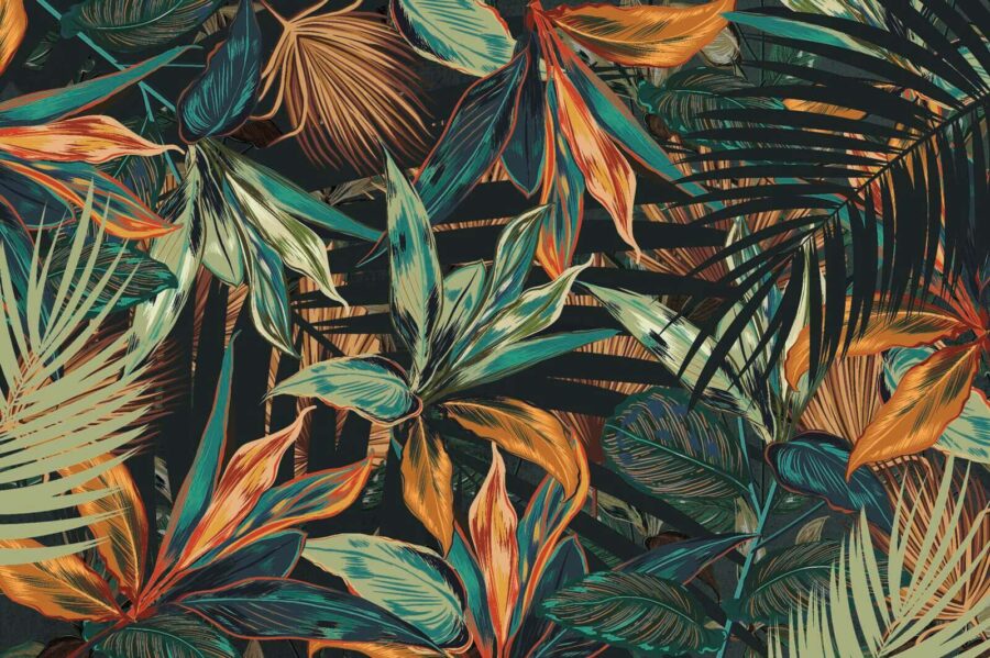 Feuilles colorées sur fond noir Feuilles colorées sur fond noir