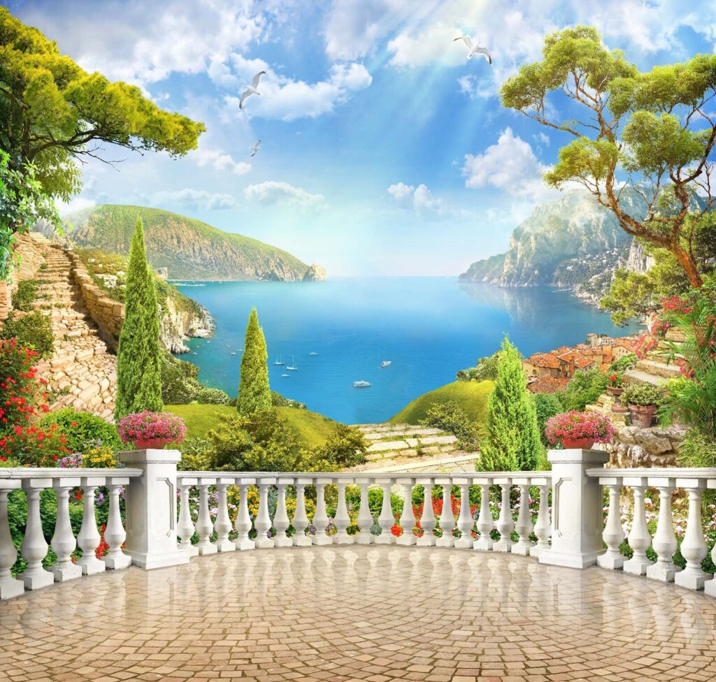 Balcon avec vue sur un lac et des arbres Balcon avec vue sur un lac et des arbres