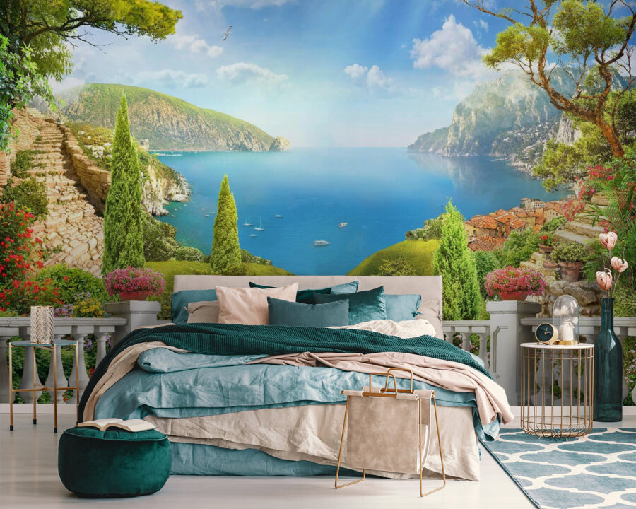 Balcon avec vue sur un lac et des arbres Balcon avec vue sur un lac et des arbres