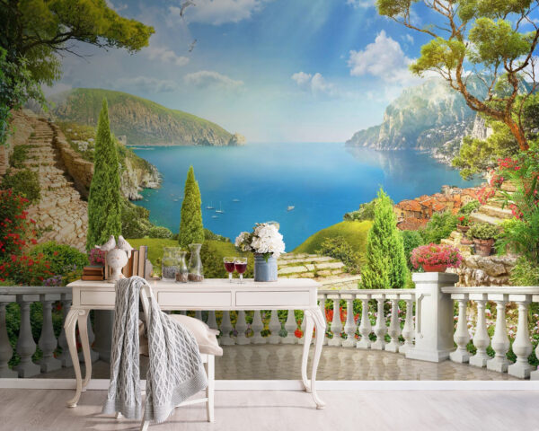 Balcon avec vue sur un lac et des arbres Balcon avec vue sur un lac et des arbres