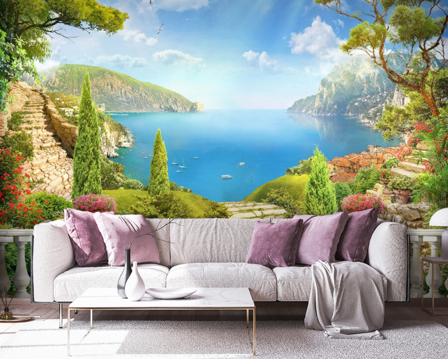 Balcon avec vue sur un lac et des arbres Balcon avec vue sur un lac et des arbres