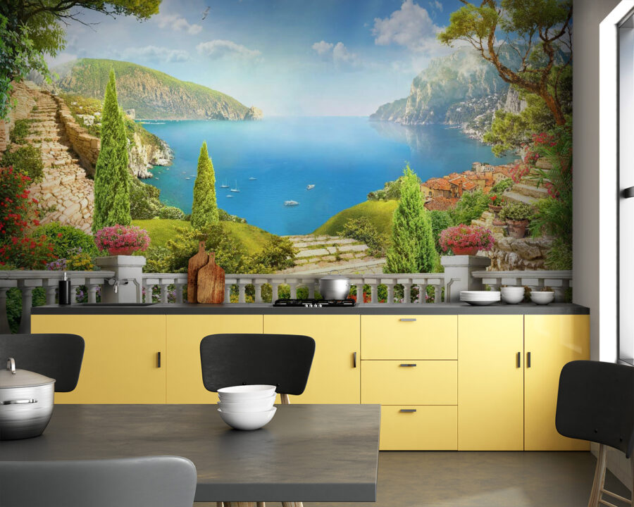 Balcon avec vue sur un lac et des arbres Balcon avec vue sur un lac et des arbres
