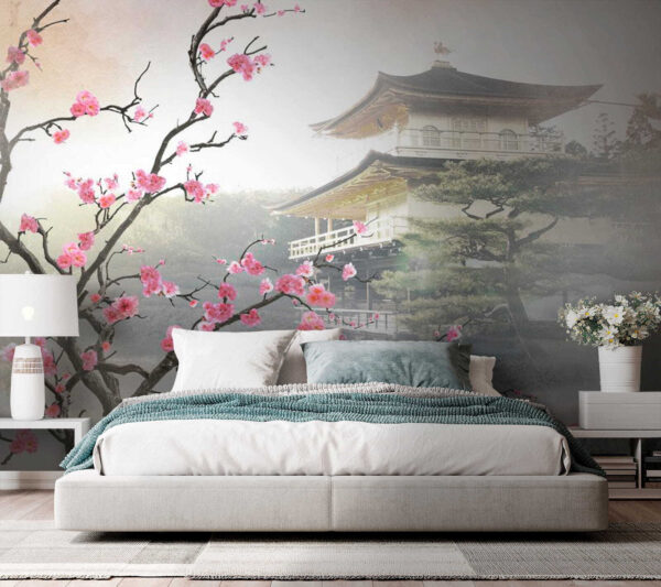 Arbre avec des fleurs roses et un bâtiment en arrière-plan Arbre avec des fleurs roses et un bâtiment en arrière-plan