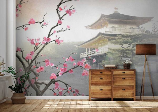 Arbre avec des fleurs roses et un bâtiment en arrière-plan Arbre avec des fleurs roses et un bâtiment en arrière-plan