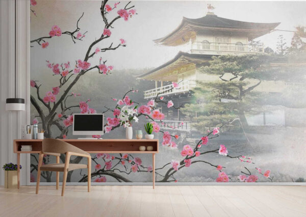 Arbre avec des fleurs roses et un bâtiment en arrière-plan Arbre avec des fleurs roses et un bâtiment en arrière-plan