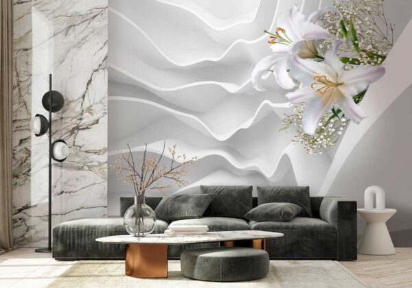 Arrangement de fleurs blanches sur une surface blanche Arrangement de fleurs blanches sur une surface blanche