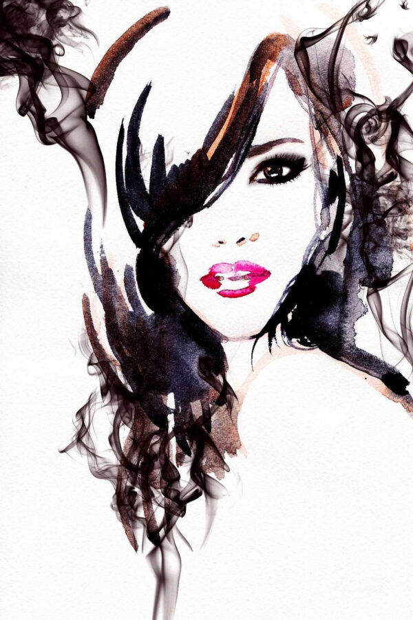 Femme avec de la fumée dans les cheveux Femme avec de la fumée dans les cheveux