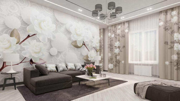 Fleurs et cercles blancs sur fond blanc Fleurs et cercles blancs sur fond blanc