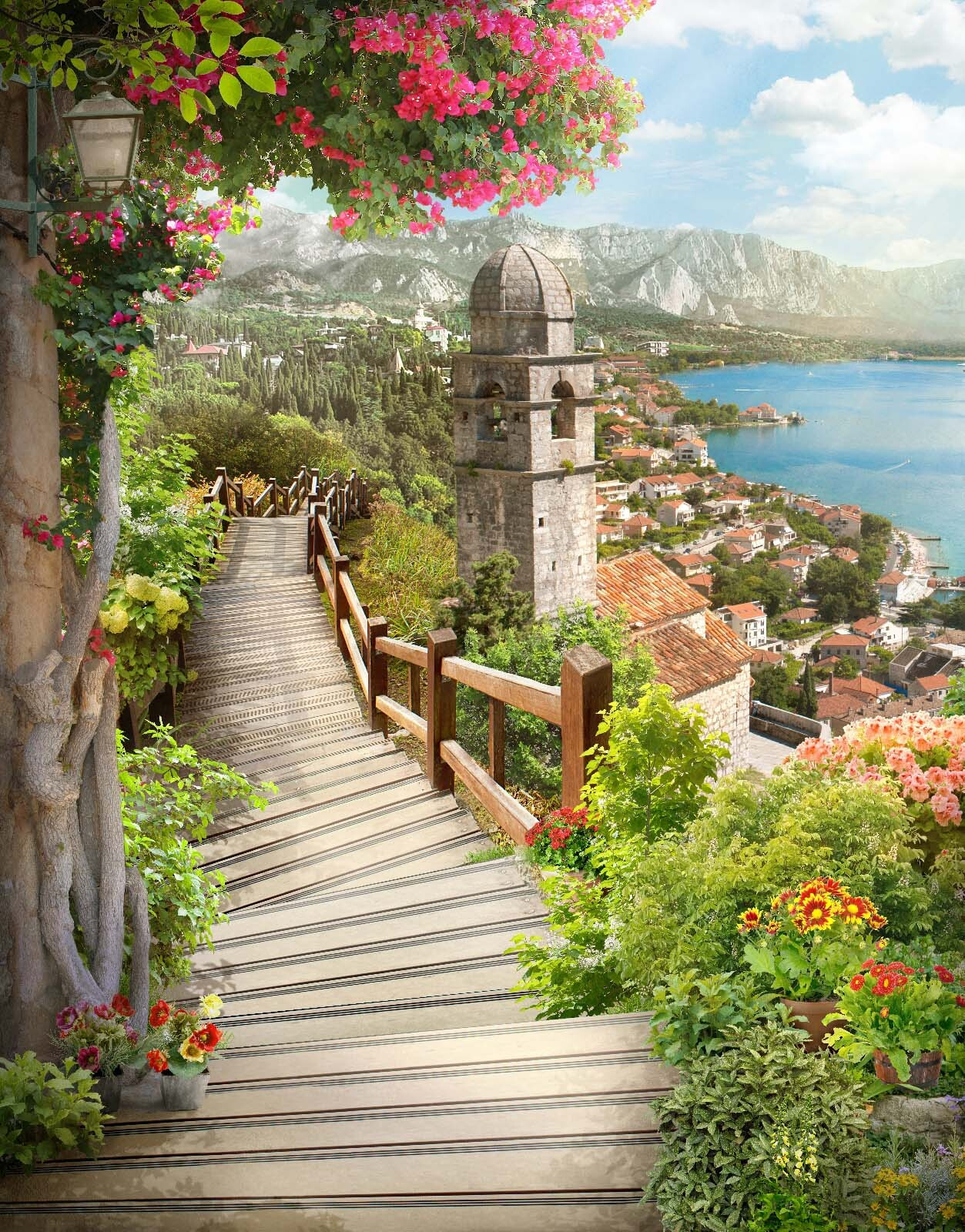 Escalier menant à une ville u60510p - Escalier menant à une ville - tegory