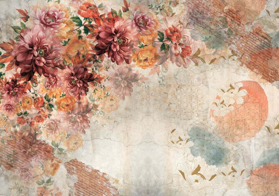 Motif floral avec des textures vintage