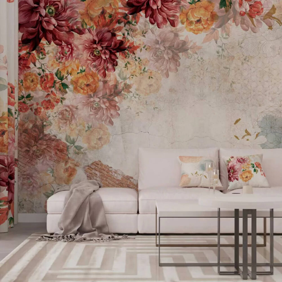 Motif floral avec des textures vintage