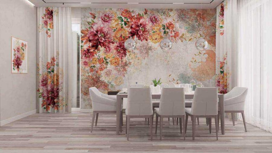 Motif floral avec des textures vintage