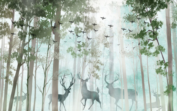 Groupe de cerfs dans une forêt Groupe de cerfs dans une forêt
