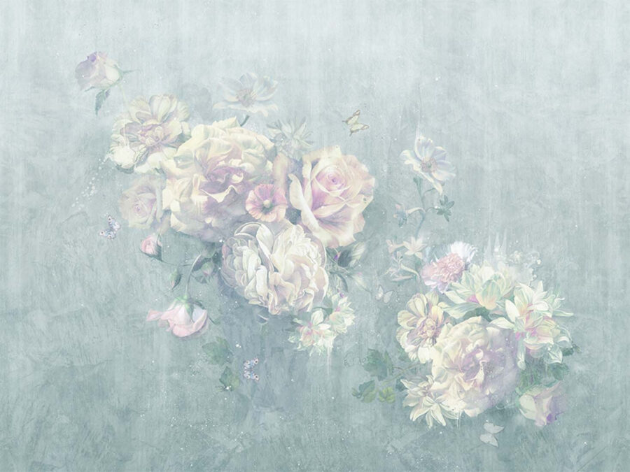 Peinture de fleurs et de papillons