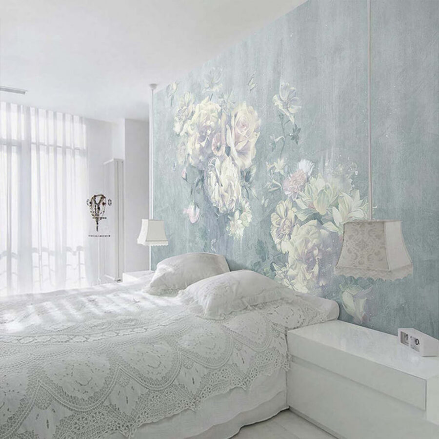 Peinture de fleurs et de papillons
