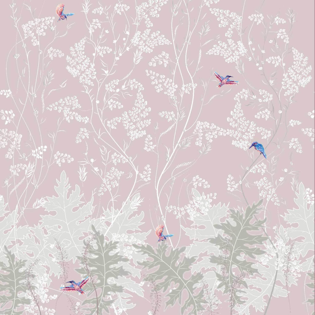 Papier peint avec des oiseaux et des plantes Papier peint avec des oiseaux et des plantes