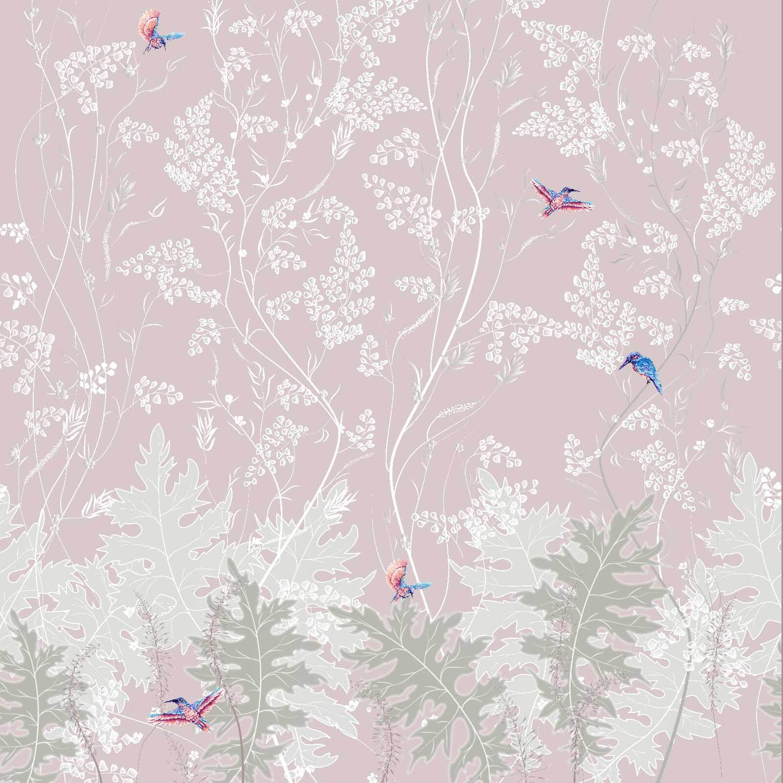 Papier peint avec des oiseaux et des plantes u66774p - Papier peint avec des oiseaux et des plantes - tegory