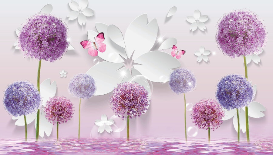 Fleurs violettes et papillons Fleurs violettes et papillons