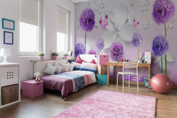 Fleurs violettes et papillons Fleurs violettes et papillons