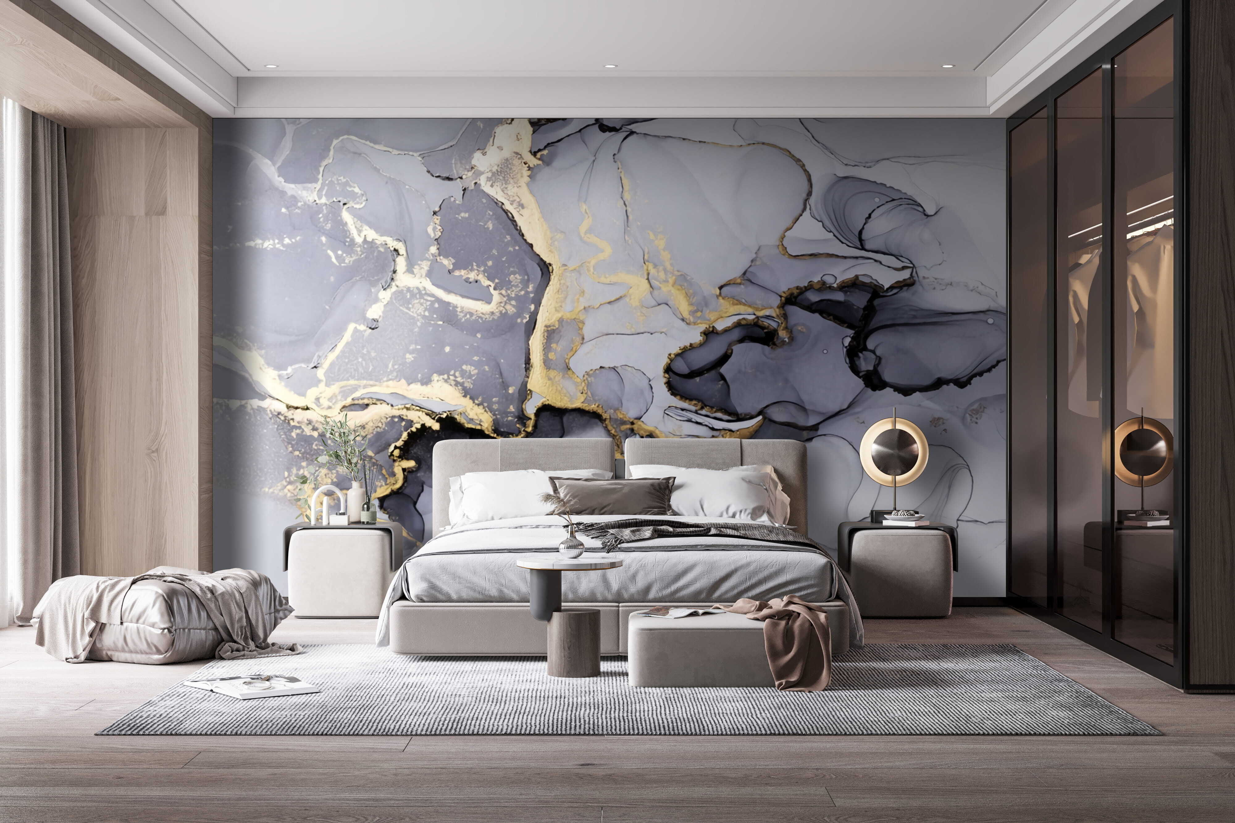 Abstract flowing patterns in muted hues