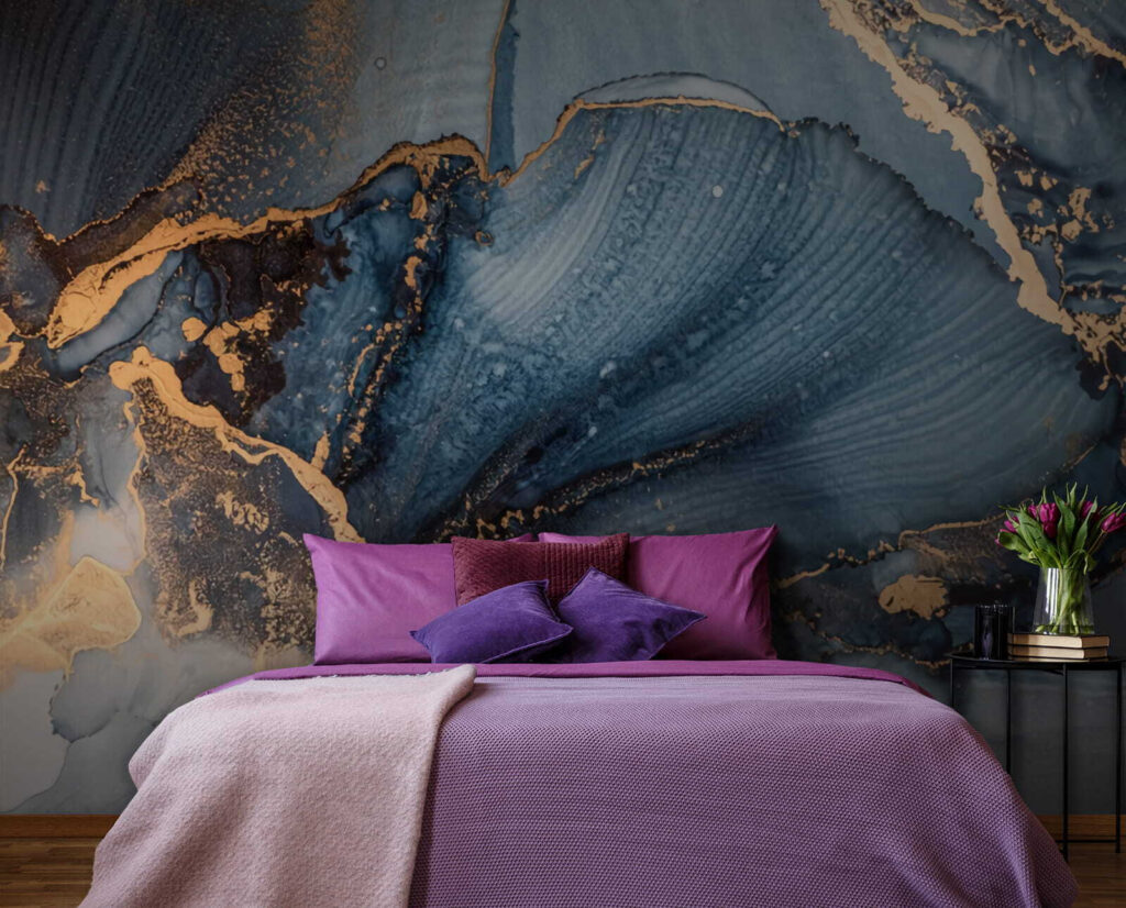 Azure currents mingling with metallic lines