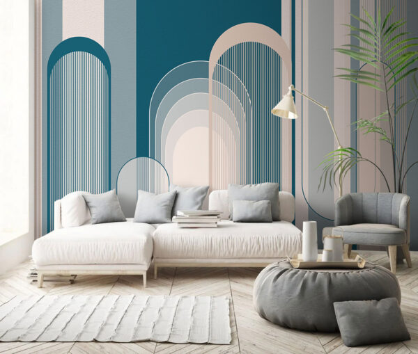 Motif art déco bleu et blanc Motif art déco bleu et blanc