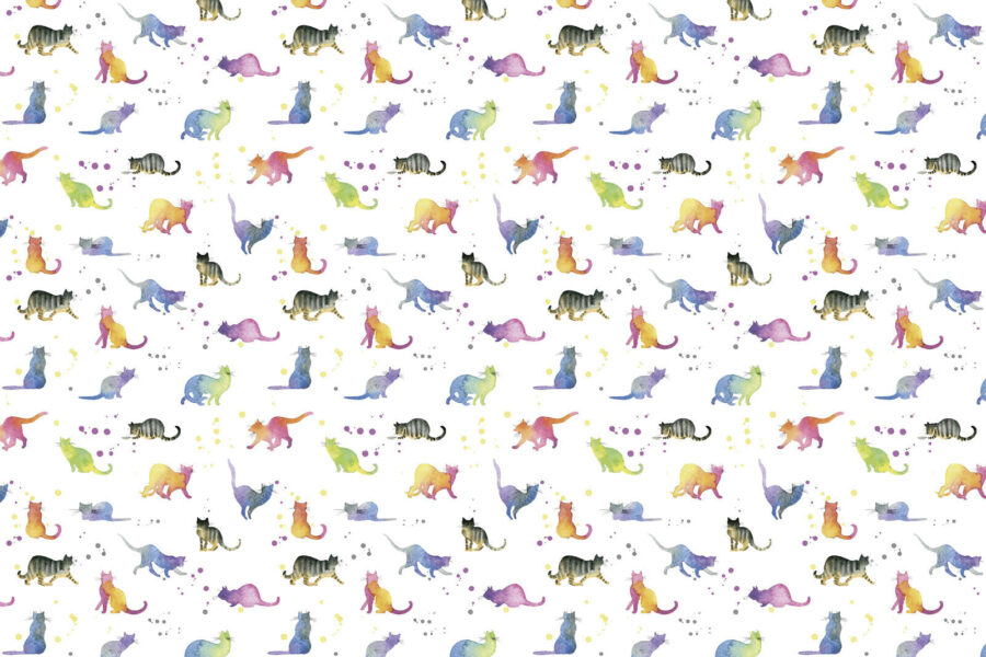 Motif de chats aquarellés