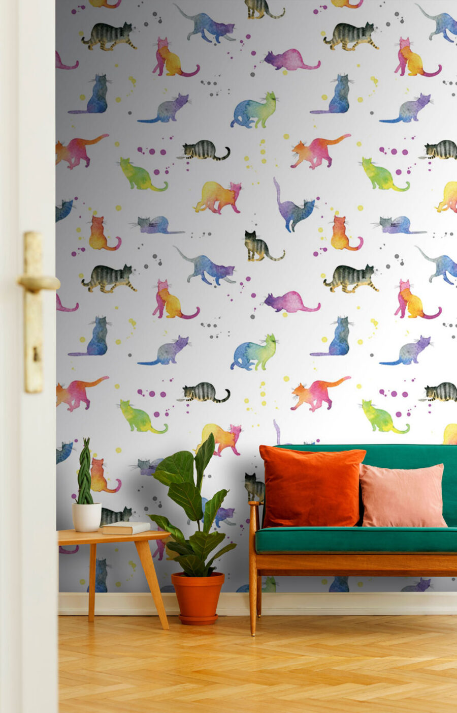 Motif de chats aquarellés Motif de chats aquarellés