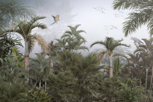 Oiseau volant au-dessus d'une forêt tropicale Oiseau volant au-dessus d'une forêt tropicale