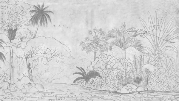 Dessin d'une rivière avec des arbres et des plantes Dessin d'une rivière avec des arbres et des plantes