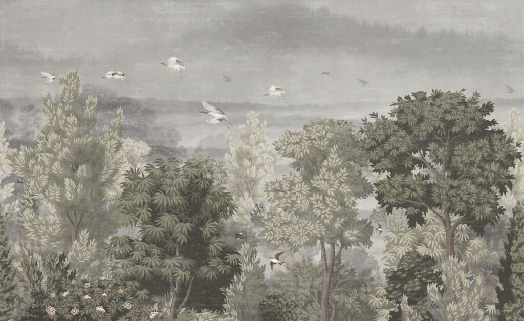 Oiseaux volant au-dessus des arbres Oiseaux volant au-dessus des arbres