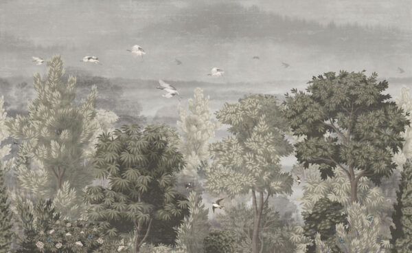 Oiseaux volant au-dessus des arbres Oiseaux volant au-dessus des arbres