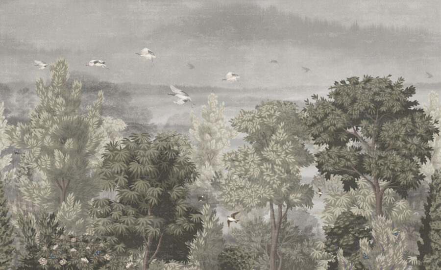 Oiseaux volant au-dessus des arbres Oiseaux volant au-dessus des arbres