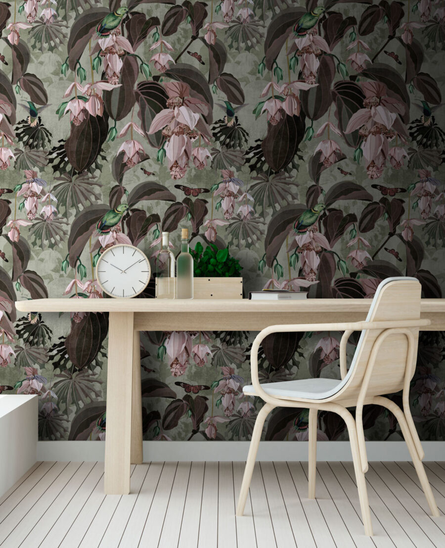 Motif de fleurs et d'oiseaux