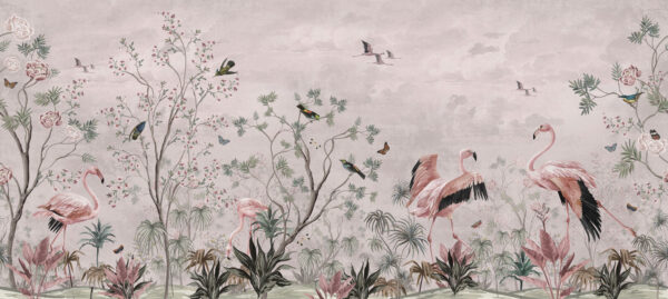 Papier peint avec des oiseaux et des plantes Papier peint avec des oiseaux et des plantes