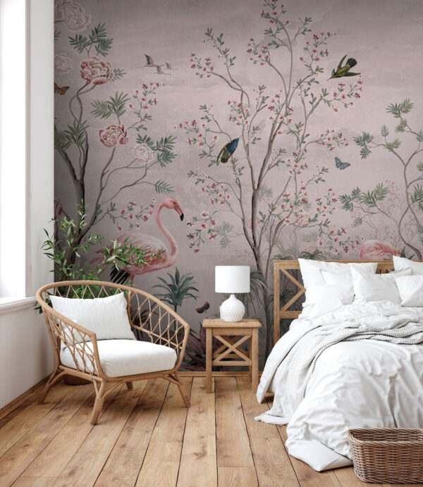 Papier peint avec des oiseaux et des plantes Papier peint avec des oiseaux et des plantes