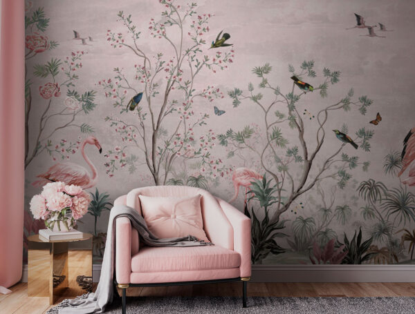 Papier peint avec des oiseaux et des plantes Papier peint avec des oiseaux et des plantes