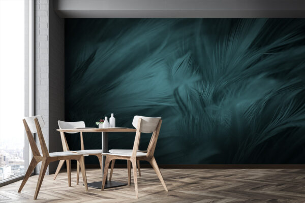 Soft teal feathers in gentle waves Soft teal feathers in gentle waves