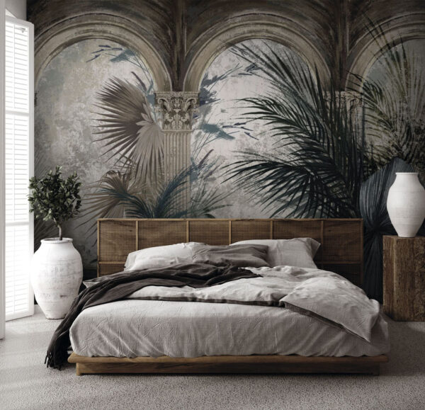 Papier peint avec colonnes et plantes Papier peint avec colonnes et plantes