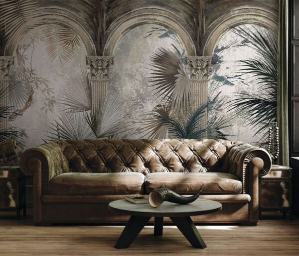 Papier peint avec colonnes et plantes Papier peint avec colonnes et plantes