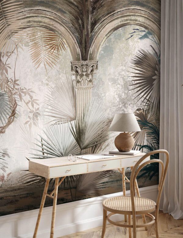 Papier peint avec colonnes et plantes Papier peint avec colonnes et plantes